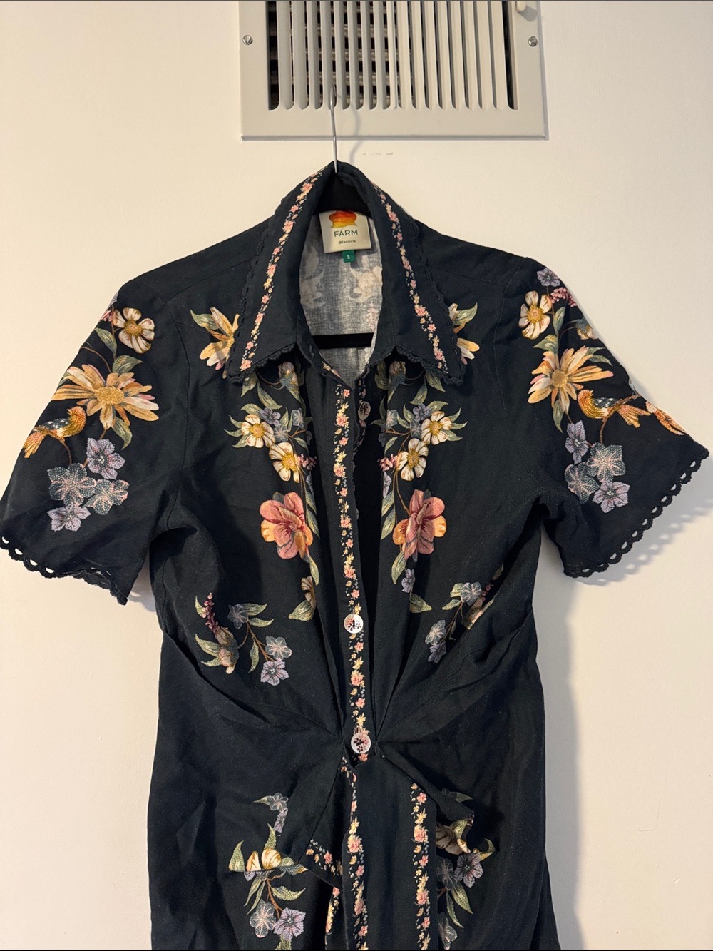 FARM Rio Maira Floral Belted Midi Shirtdress, Size Small, &320 - Picture 7 of 13